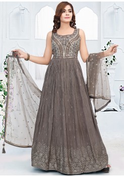 Brown Crushed Silk Exclusive Gown